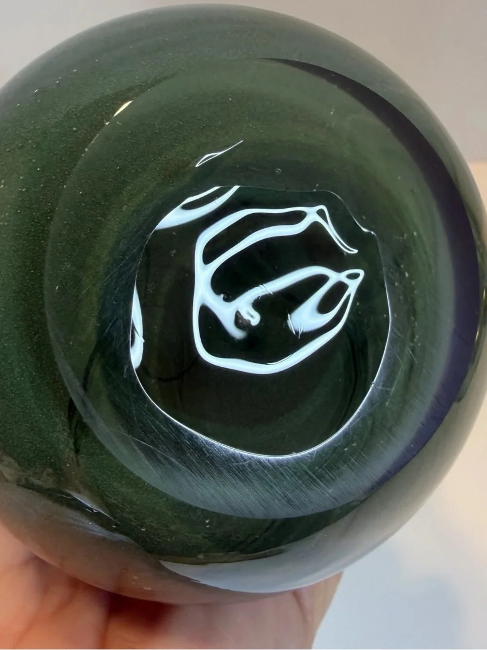Anthropologie Swirl Glass Candleholder Vase Bolla Green Borosilicate 6” Bubbled